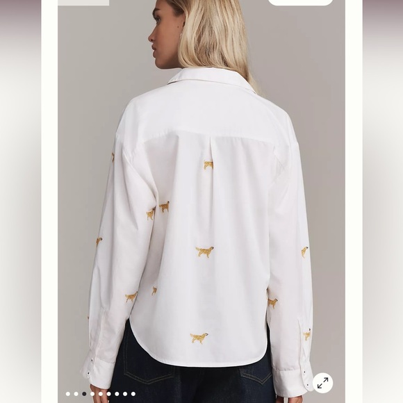 Anthropologie Dog Embroidered Button Down Shirt - Picture 2 of 6